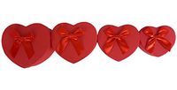 Cypress Lane Hand Made Heart Shaped Rigid Gift Box with Ribbon, a Nested Set of 4 (Red)