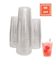 RICPOK 10 Oz. Pack Of 100 Premium Clear Hard Disposable Party Plastic Tea Tumbler/Cup