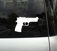 Pistol Silhouette #4 - Handgun Enthusiast Gun Rights - 5" White Vinyl Decal Sticker Car Macbook Laptop