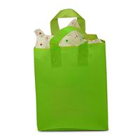 Lime Green Frosted Handle Plastic Bags | Quantity: 250 | Width: 8" Gusset - 5"