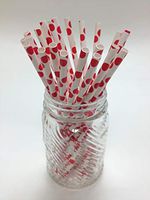 Aardvark Red Polka Dot Paper Drinking Straws (Qty of 100 - Made in USA)