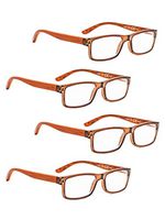READING GLASSES 4 pack Wood Arms Readers for Men and Women (Brown Frame, 1.00)