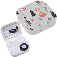Portable Contact Lens Case Box Travel Kit Mirror + Bottle + Tweezers Container Holder [ Cute Fox Hedgehog ]