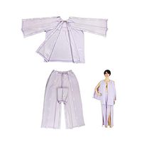 Patient Care Clothes Suit, Light Purple Full Open Home Nursing Suit with Hook and Loop Design, Incontinence Sleepwear Suit for Elderly Bedridden Disability,XXL