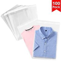 100 Pcs 12x16 Clear Resealable Cello Cellophane Bags Tape Strip on Lip Glossy Self Sealing Plastic Bags for Packaging Clothing Shirts Party Favors Decorative Wedding Basket Supplies(12.5x16 inches)