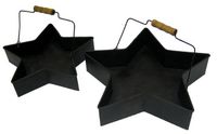 Craft Outlet Black Tin Star Pail Bucket Set with Handles, 11-Inch and 9-Inch