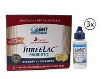 GHT Three Lac Probiotic Natural Lemon Flavor Supplement (3.18 oz) 1 Pack with Oxygen Elements Max Dietary Supplement (1 Bottle)