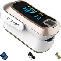 MIBEST Luxury Gold Dual Color OLED Finger Pulse Oximeter - Blood Oxygen Saturation Monitor with Color OLED Screen Display and Included Batteries - O2 Saturation Monitor