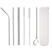 8.5 inch Stainless Steel Straws, Set of 4,Drinking Reusable,Multicolored Metal Straws for Tumblers Rumblers Cold Beverage,Curved with 2 Cleaning Brush(sliver)