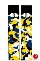Vinyl Decal Stickers - Camouflage Camo Blue and Gold Yellow - Skin Wrap for Juul Vape (2 Pack)