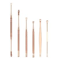 SUPVOX Ear Wax Pick Cleaner Remover Curette Ear Scoop Stainless Steel Tool Set 6pcs(Rose Golden)