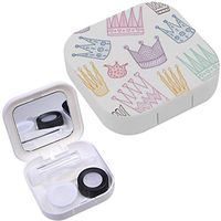 Portable Contact Lens Case Box Travel Kit Mirror + Bottle + Tweezers Container Holder [ Princess Crown Kids ]