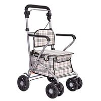 Rolling Walkers Old Man Trolley Shopping Cart Portable Walker Folding Wheelchair Home Shopping Cart with Seat Gift Can Bear 100 Kg (Color : Brown, Size : 504190-100cm)