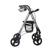 Walker with Seat and Wheels, Folding Walker for Seniors, 4 Wheel Small Shopping cart,Handrail Height Adjustable,Portable Leisure seat