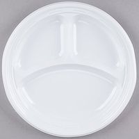 Dart 9CPWF 9" White 3 Compartment Famous Service Impact Plastic Plate - 500/Case
