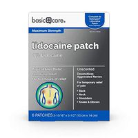 Amazon Basic Care Lidocaine Patch, 4% Lidocaine, Topical Anesthetic, Desensitizes Aggravated Nerves, 6Count