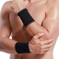Neotech Care Wrist Band Support Sleeve (1 Pair) - Elastic & Breathable Knitted Fabric Compression Brace - for Tennis, Gym, Sport, Tendonitis - Black Color (Size M)