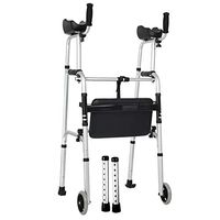 FLYSXP Disabled Four-Legged Crutches Folding Walker Walker Armrest Walker with Seat Elderly Walker Wheelchair
