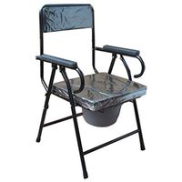 Toilet Chair Foldable Toilet Mobile Toilet Elderly Pregnant Chair (Black)