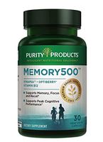 Memory500 Bacopa monniera/Brahmi Elite Nootropic Complex - Supports Peak Cognitive Performance*, Increased Learning Speed* and Healthy Memory & Recall* - 30 Vegetarian Caps from Purity Products