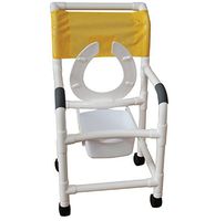 MJM International 118-3TW-FS-FLS-BB-18-FF-SQ-PAIL Standard Shower Chair with Flared Stability, Front Flip Up Seat, Safety Belt, Folding Footrest and Commode Pail, 300 oz Capacity, 40.5" Height x 26" Width x 28" Depth, Royal Blue/Forest Green/Mauve