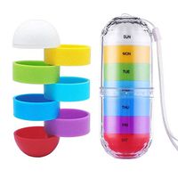 Moisture Proof Weekly Pill Organizer, BPA Free Travel 7 Day Pill Box Case with Portable Design to Hold Vitamins, Fish Oil, Supplements and Medication (Rain Bow)