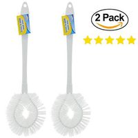 Tracy Home Goods 2 Classic Hard Bristle Bathroom Toilet Brushes. Cleaning Scrub Brushes. Hard Bristle for Bathroom Stains. 11in.