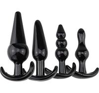 ZXC Bu~tt P~lu~g T-bar Base Kit - Training Toys - Erotic Games Role Play - Womens Stimulator - 4 pcs Beginners Anales Set - Best Idea for Gift to Him - Black