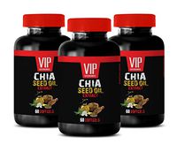Brain Pills - CHIA Seed Extract Oil - chia Seeds Omega 3 Fiber - 3 Bottles (180 Softgels)