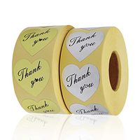 Thank You Sticker Gold&silver1.25", Heart Shape Thank You Stickers Adhesive Label for Envelope, Packages, Gifts, Wedding, 1000 pcs Thank You Stickers …