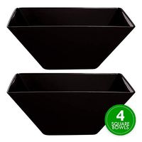 Plasticpro Disposable Square Plastic Medium Black Serving Bowls Extra Heavy Duty for Party's Snack or Salad Bowl, Elegant Pack of 4