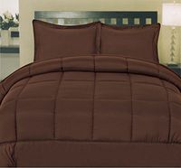sweethome Color Box Stitch 100% Polyester Down Alternative Comforter/Twin/Brown
