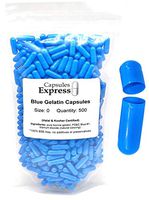 Capsules Express- Size 0 Blue Empty Gelatin Capsules 500 Count - Kosher and Halal Certified - Gluten-Free Pure Bovine Gelatin Pill Capsule - DIY Powder Filling