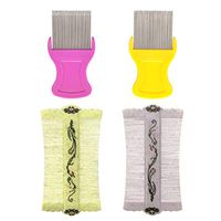 4 Pcs Head Lice Comb Set for Fast Nit Lice Removal,Include 2 Pcs Metal Teeth, 2 Pcs Double Sided Teeth for Grooming and Removing Dandruff Flakes