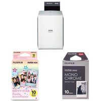 Fujifilm INSTAX Share SP-2 Smart Phone Printer (Silver) w/Monochrome Film & Shiny Star Film - 20 Exposures Total