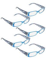 READING GLASSES 5 Pack Floral Design Readers (Blue, 2.00)