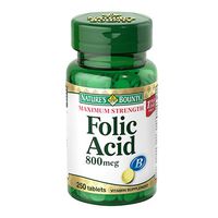 Nature's Bounty Folic Acid, 800 mcg, 250 Tablets, Maximum Strength