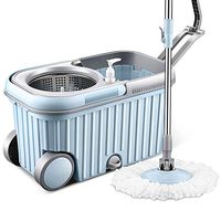 Cleaning System Spin Mop Bucket With Wringer Floor Cleaning System 2 Microfiber Mop Refills Spin Mop Easy to Use (Color : Blue, Size : 46x25x26cm)