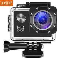 Action Camera Underwater Cam 1080P Full HD 12MP Waterproof 30m 2" LCD 140 Degree Wide-Angle Sports Camera with Rechargeable 1050mAh Batteries and Mounting Accessory Kits