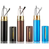 REAVEE 3 Pair Slim Pen Reading Glasses Tube Readers Small Reader Glasses with Portable Clip Case Spring Hinged Eyeglasses 1.5 Strength