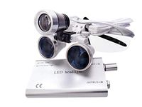 Global-Dental Portable 3.5X 420mm Surgical Binocular Loupes Optical Glass+LED Headlight Sliver