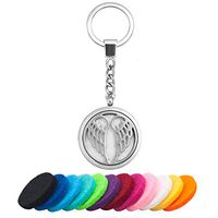 Infinite Memories Cross Angel Wings Aroma Essential Oil Diffuser Locket Keychain Keyring Car Air Freshener & Pads