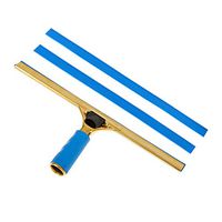 Shower Squeegee 14‘’ Stainless Steel Shower Squeegee Window Cleaner Tools for Shower Doors, Bathroom, Window and Car Glass with 2 Free Replacement Microfiber Rubber Strips-Spring Type Gold