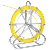Duct Rodder Fish Tape Puller Fiberglass Wire Cable Running with Cage and Wheel Stand Dia 0.24inch(6MM) 427FT Long