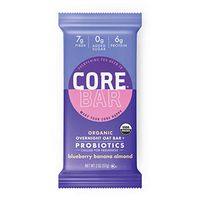 CORE Foods Organic Overnight Oat Bar + Probiotics, Gluten Free, non-GMO, Vegan, Kosher, Prebiotics, Blueberry Banana Almond, 2 oz, 16 Refrigerated Bars