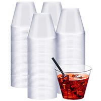 NYHI Clear Plastic Cups (9-Ounces, 200 Pack) | Premium Heavy Duty Disposable Cups That Won't Crack, Break or Leak | Plastic Party Cup Tumblers for Birthdays, Weddings, Halloween, Wine, Cocktails