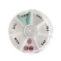 Deke Round Portable Pill Box Medicine Planner Small case (7 Day Weekly Travel Container) Medication, Vitamin Holder Boxes Organizer Pillbox Dispenser Organizer, Daily sorter & Reminder containers
