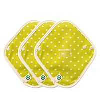 think ECO [3-Pads] Organic Reusable Fashionable Cotton Cloth Panty Liner Pads, Menstrual Liner Pads, Sanitary Napkins, Three Supply (DOT Green)
