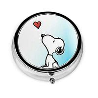 Lovely Snoopy Round Pill Box Portable Medicine Organizer Holder Three Compartment Pill Case