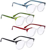 READING GLASSES 4 pack Ladies Round Stylish Readers with Spring Hinge Reader Eyeglasses for Women Reading +2.50